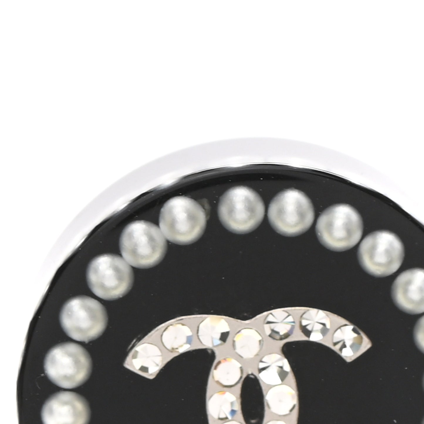 Resin Crystal CC Earrings Black