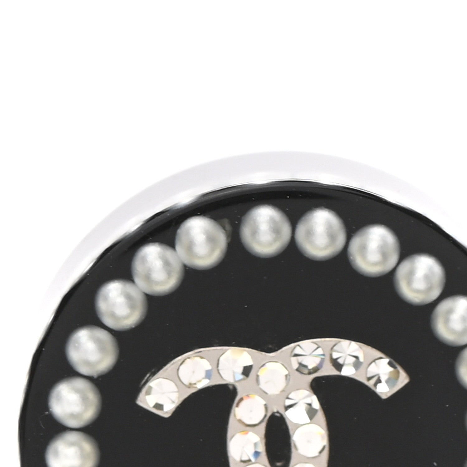 Chanel Resin Crystal CC Earrings Black 5 of 5