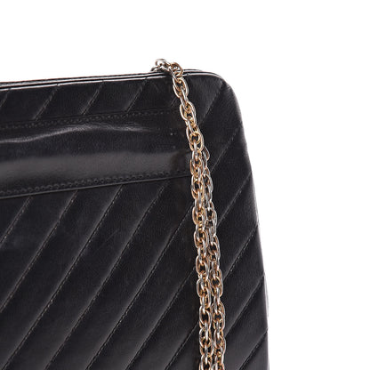 Chanel Lambskin Diagonal Quilted Kisslock Bag Black 14 of 15