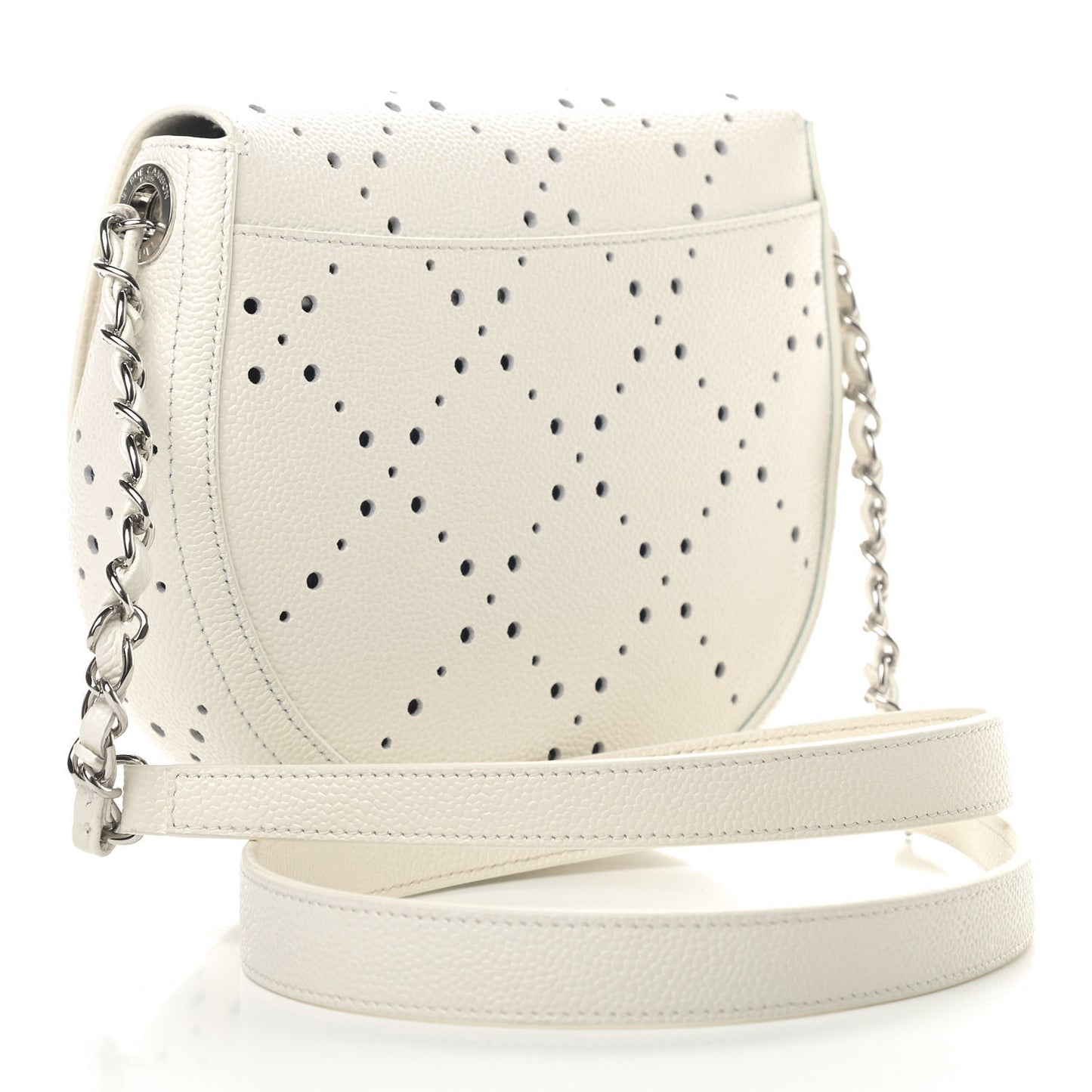 Caviar Perforated Messenger Bag White