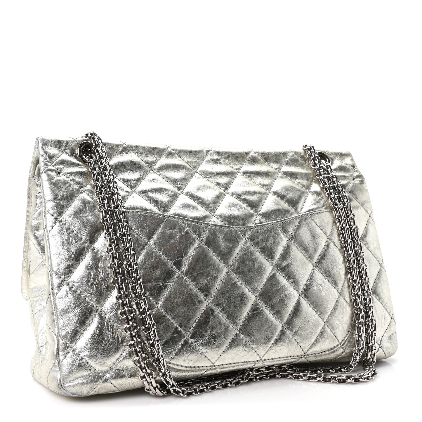 Metallic Aged Calfskin Quilted 2.55 Reissue 227 Flap Silver