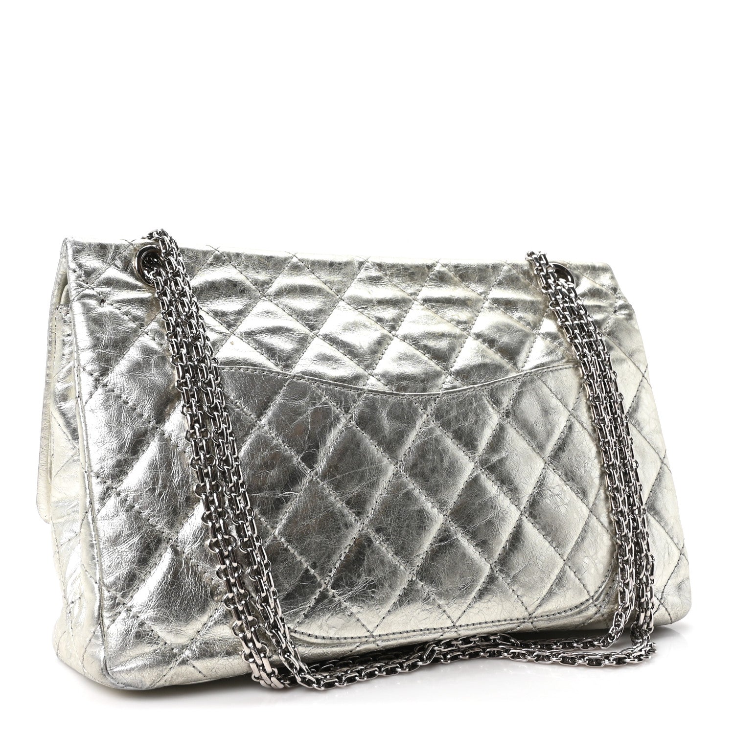 Chanel Metallic Aged Calfskin Quilted 2.55 Reissue 227 Flap Silver 3 of 10