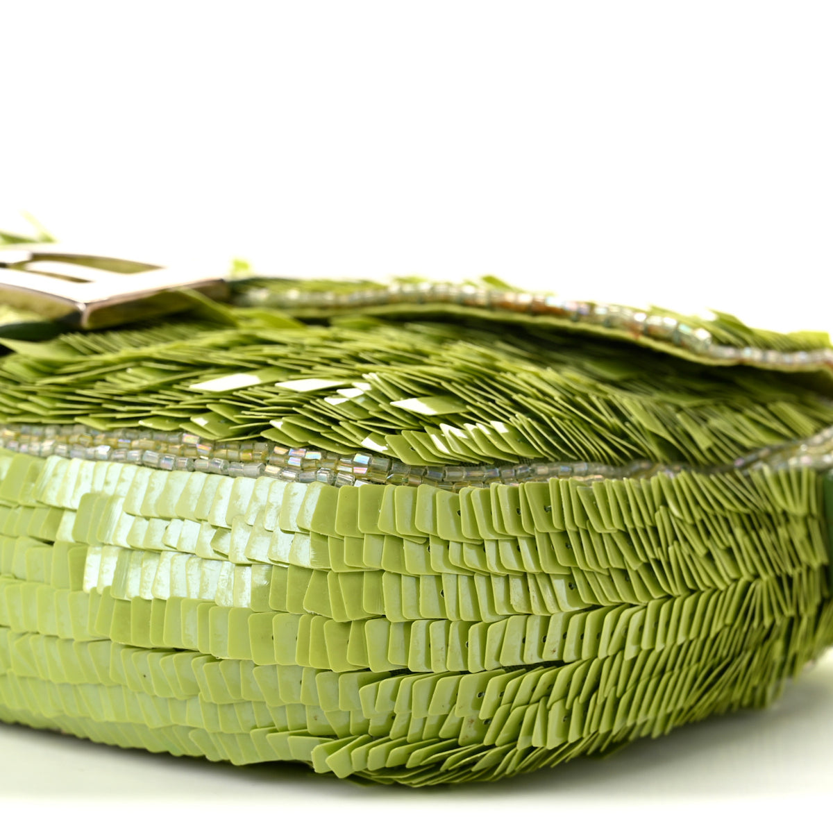 Fendi Sequin Beaded Snakeskin Baguette Green 9 of 10