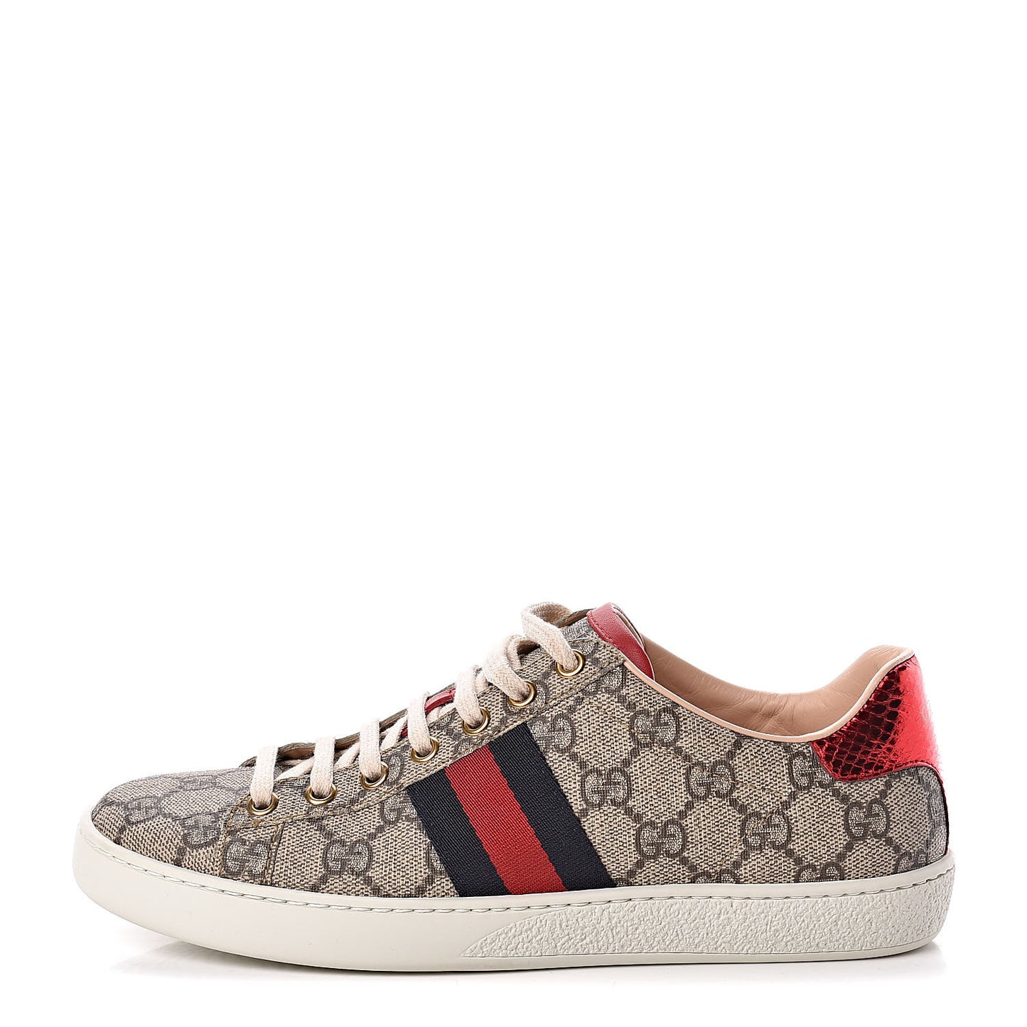 GG Supreme Monogram Womens Ace Low-Top Sneaker 37 Beige