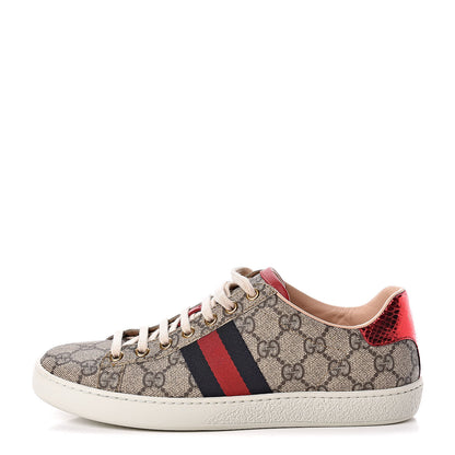 Gucci GG Supreme Monogram Womens Ace Low-Top Sneaker 37 Beige 1 of 13