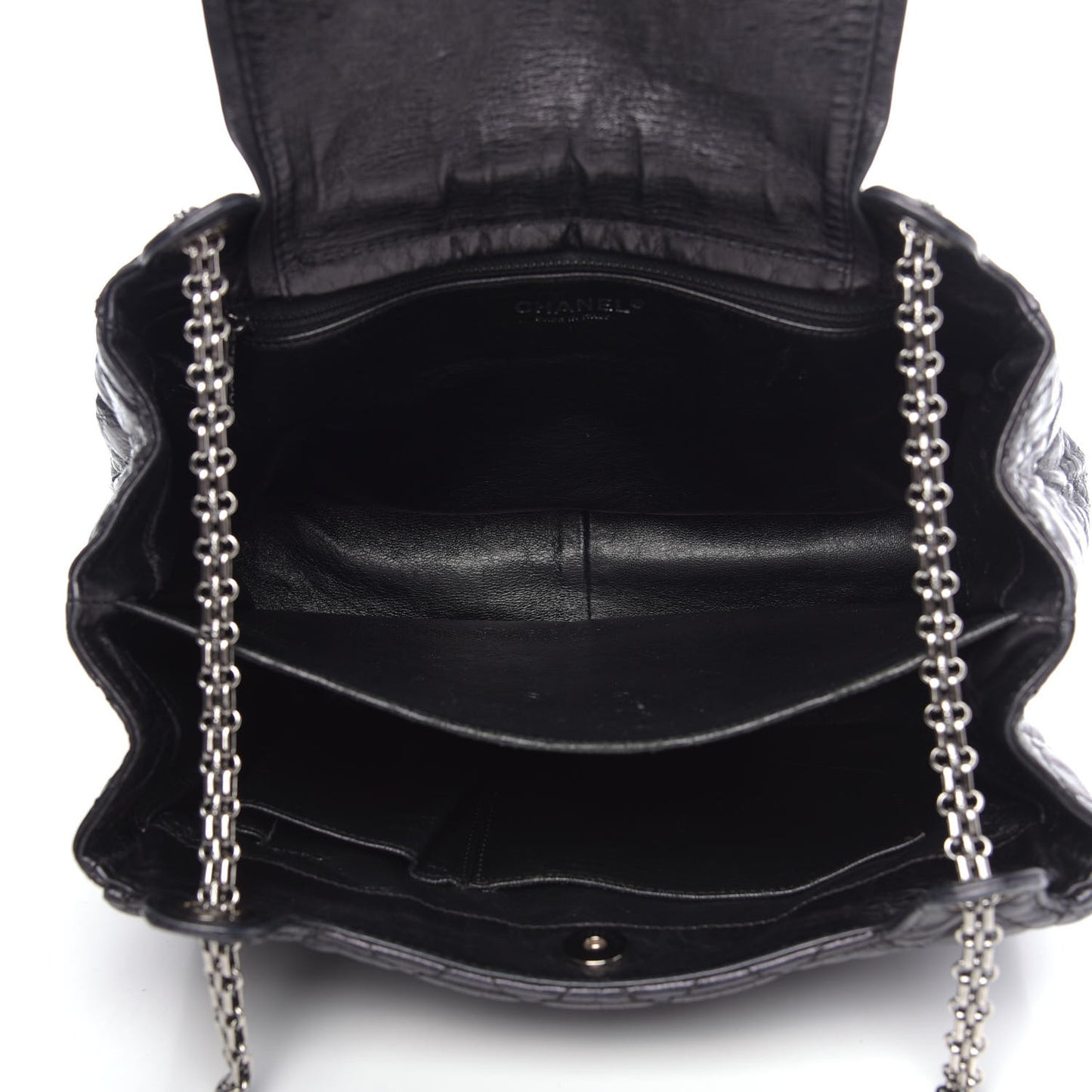 Metallic Aged Calfskin Quilted Reissue 2.55 Accordion Flap Black