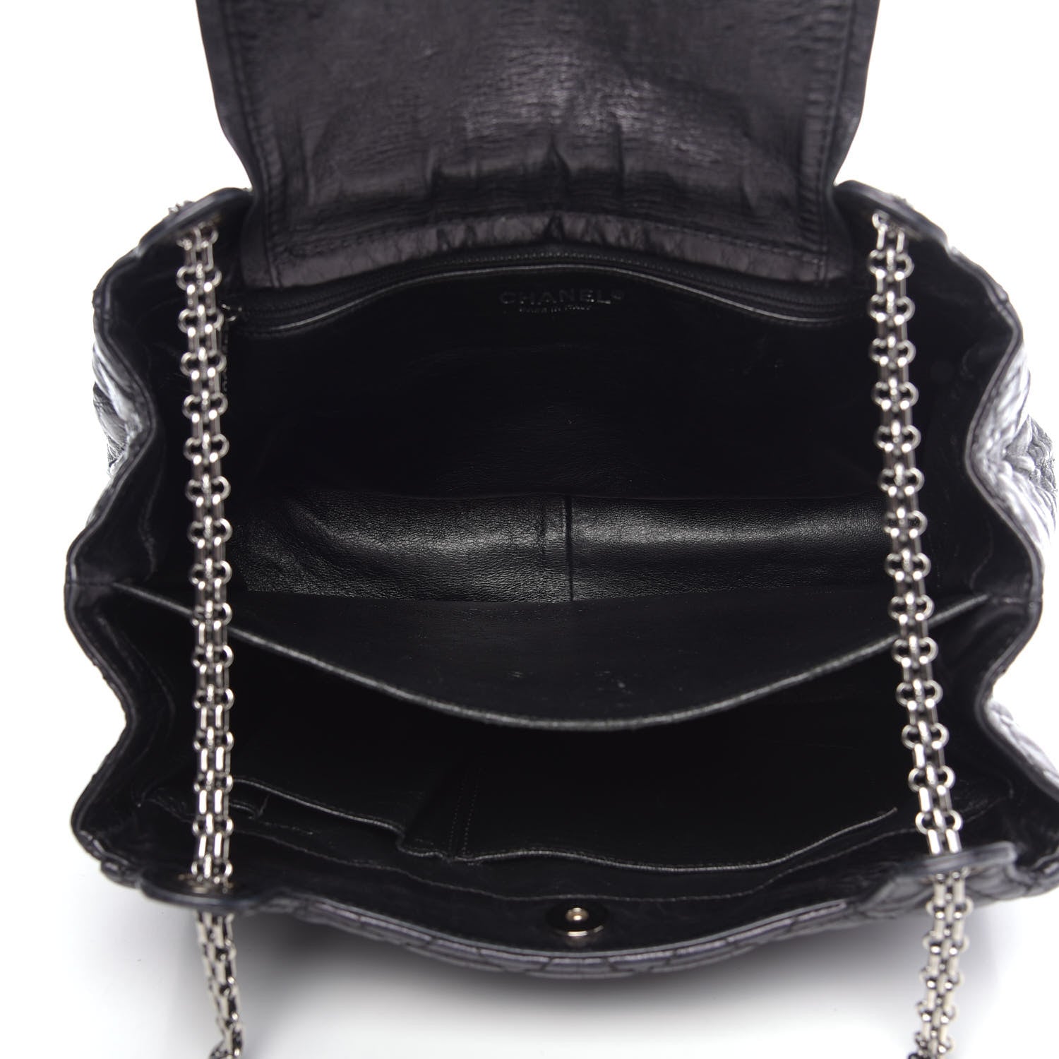 Chanel Metallic Aged Calfskin Quilted Reissue 2.55 Accordion Flap Black 6 of 13