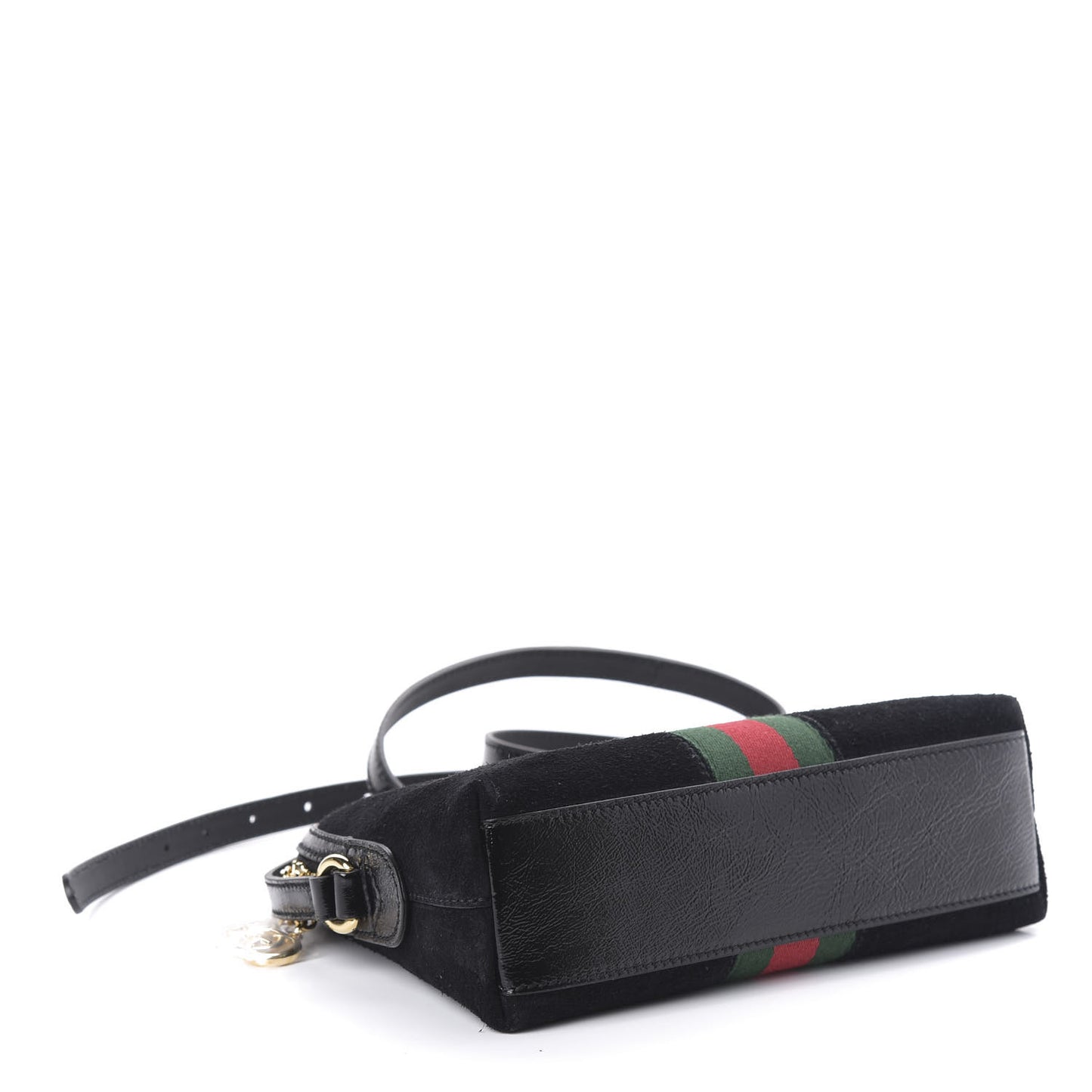 Suede Patent Web GG Small Ophidia Dome Shoulder Bag Black