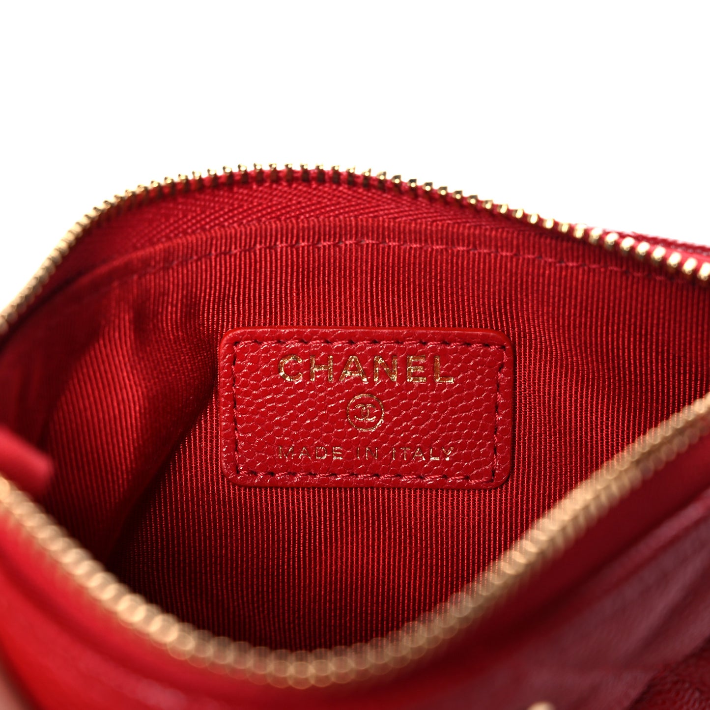 Caviar Quilted Small Cosmetic Case Red
