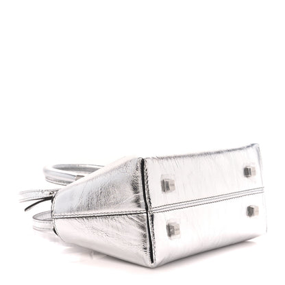 Fendi Rock Millenium Logo Embossed Mini By The Way Top Handle Boston Bag Argento 4 of 12