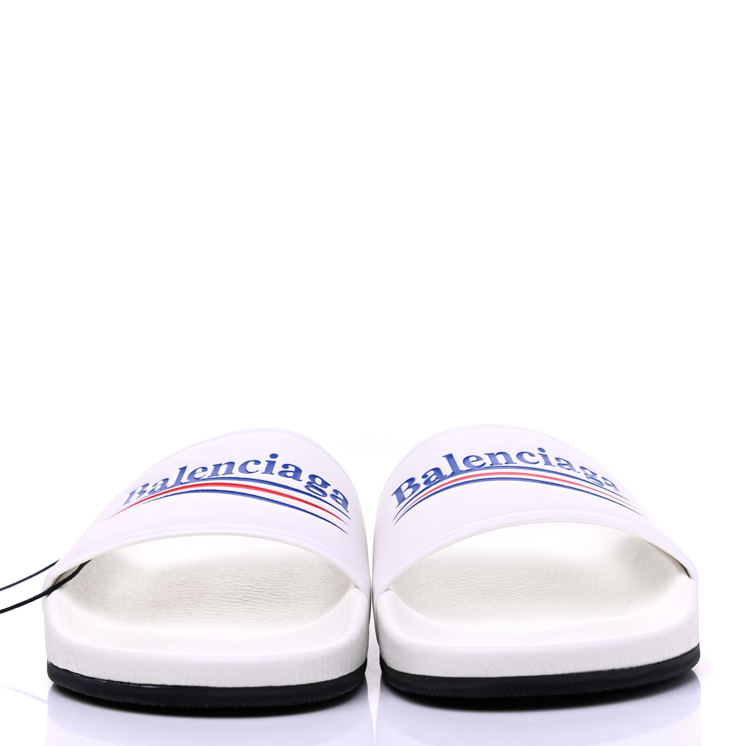 Balenciaga Nappa Political Campaign Logo Womens Pool Slide Sandals 39 White 2 of 8