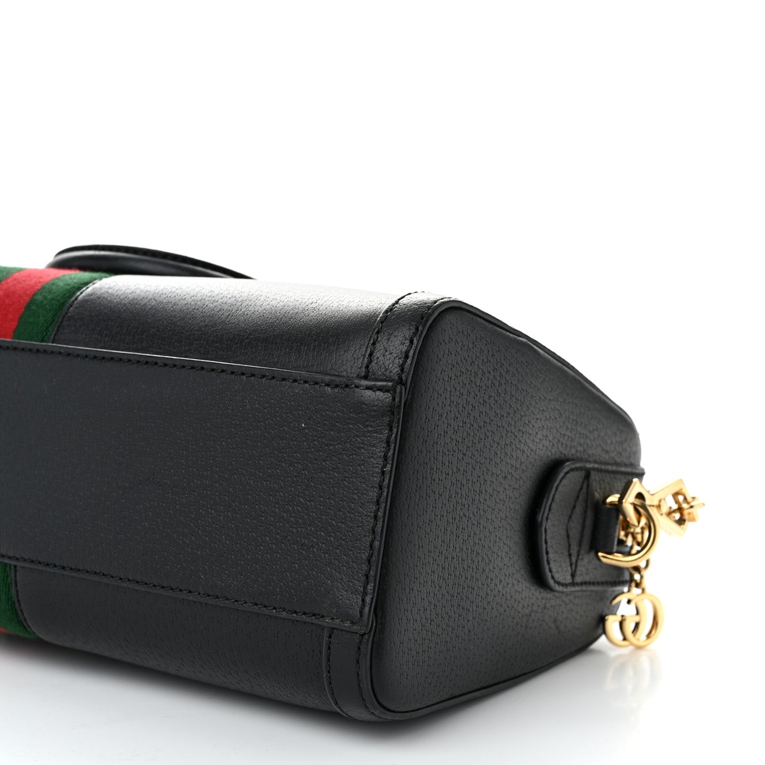 Gucci Textured Dollar Calfskin Web Medium Ophidia Boston Black 10 of 12