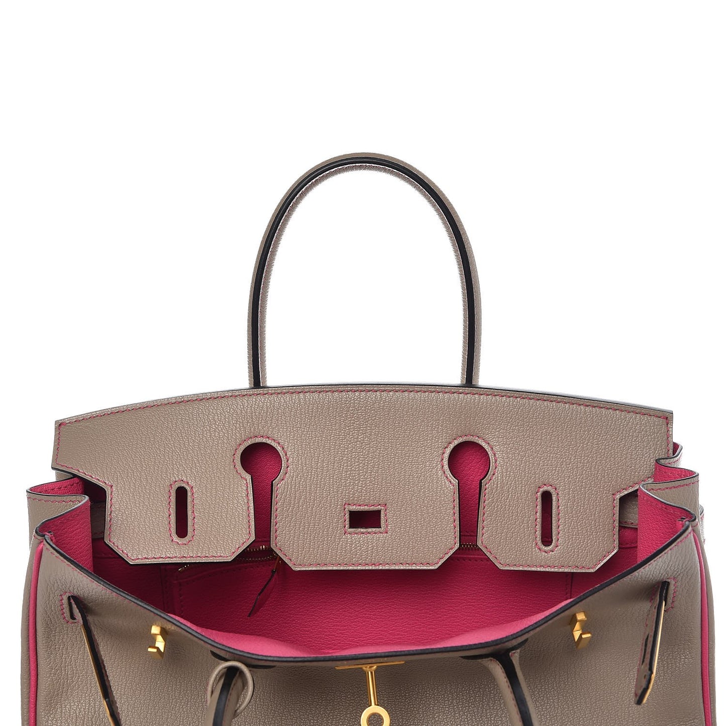Chevre Mysore Horseshoe Birkin 30 Gris Tourterelle Rose Tyrien
