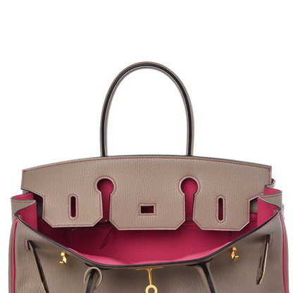 Hermes Chevre Mysore Horseshoe Birkin 30 Gris Tourterelle Rose Tyrien 9 of 32