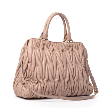 Miu Miu Nappa Matelasse Bauletto Top Handle Bowler Cammeo 3 of 10