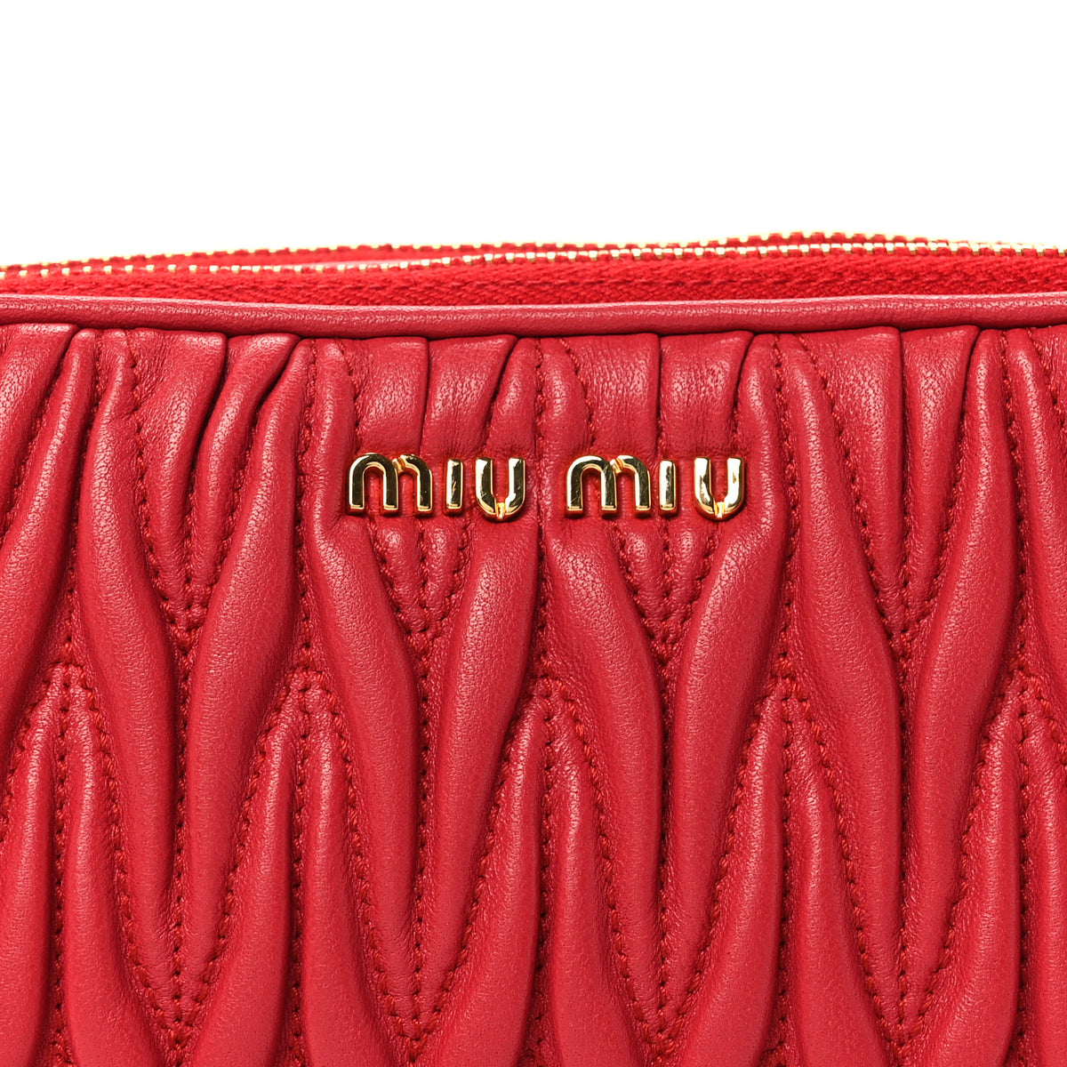 Miu Miu Nappa Matelasse Double Zip Pochette Clutch Rosso 9 of 12
