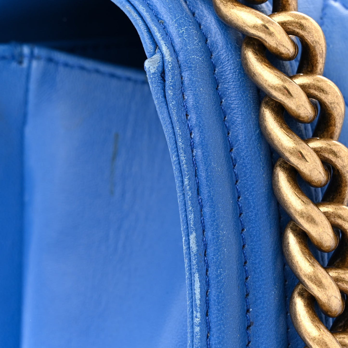 Lambskin Quilted New Medium Boy Flap Blue