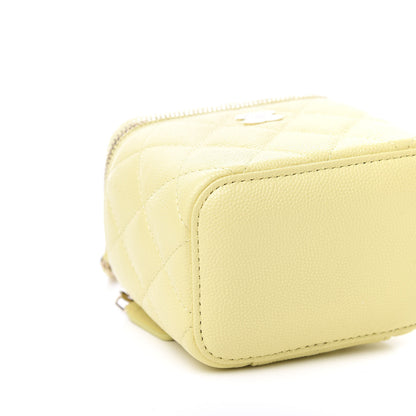Chanel Caviar Quilted Mini Vanity Case With Chain Light Yellow 7 of 9