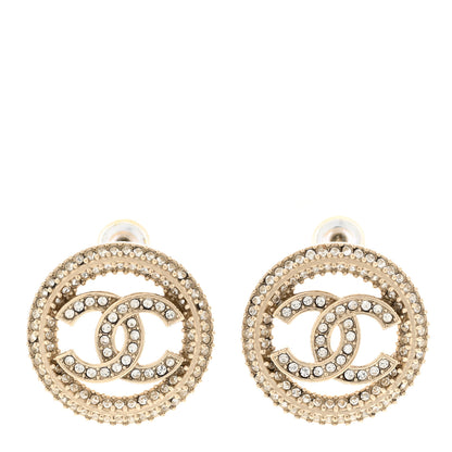 Chanel Crystal CC Vendome Round Earrings Gold 1 of 4