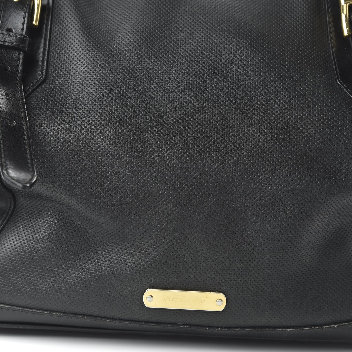 Calfskin Perforated Ellers Satchel Black