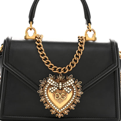 Dolce & Gabbana Smooth Calfskin Small Devotion Envelope Top Handle Bag Black 7 of 12