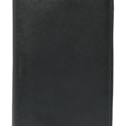 Prada Saffiano Large Zip Around Travel Wallet Black 8 of 13