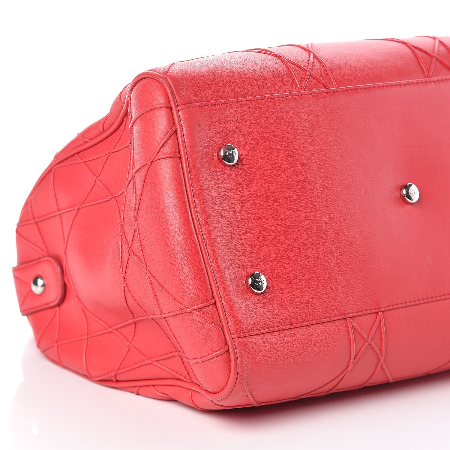 Christian Dior Lambskin Cannage Granville Polochon Coral 8 of 9