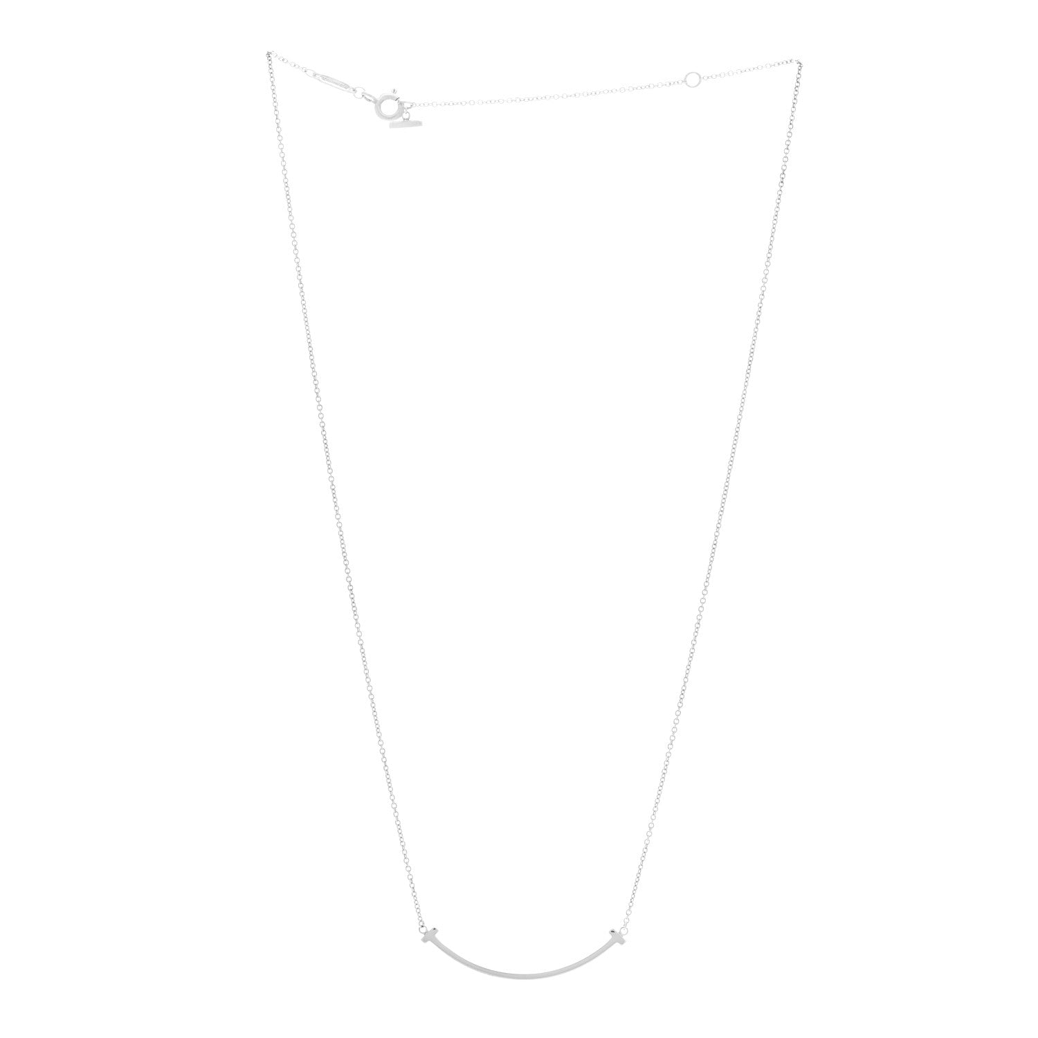 Tiffany Sterling Silver Small T Smile Pendant Necklace 3 of 4