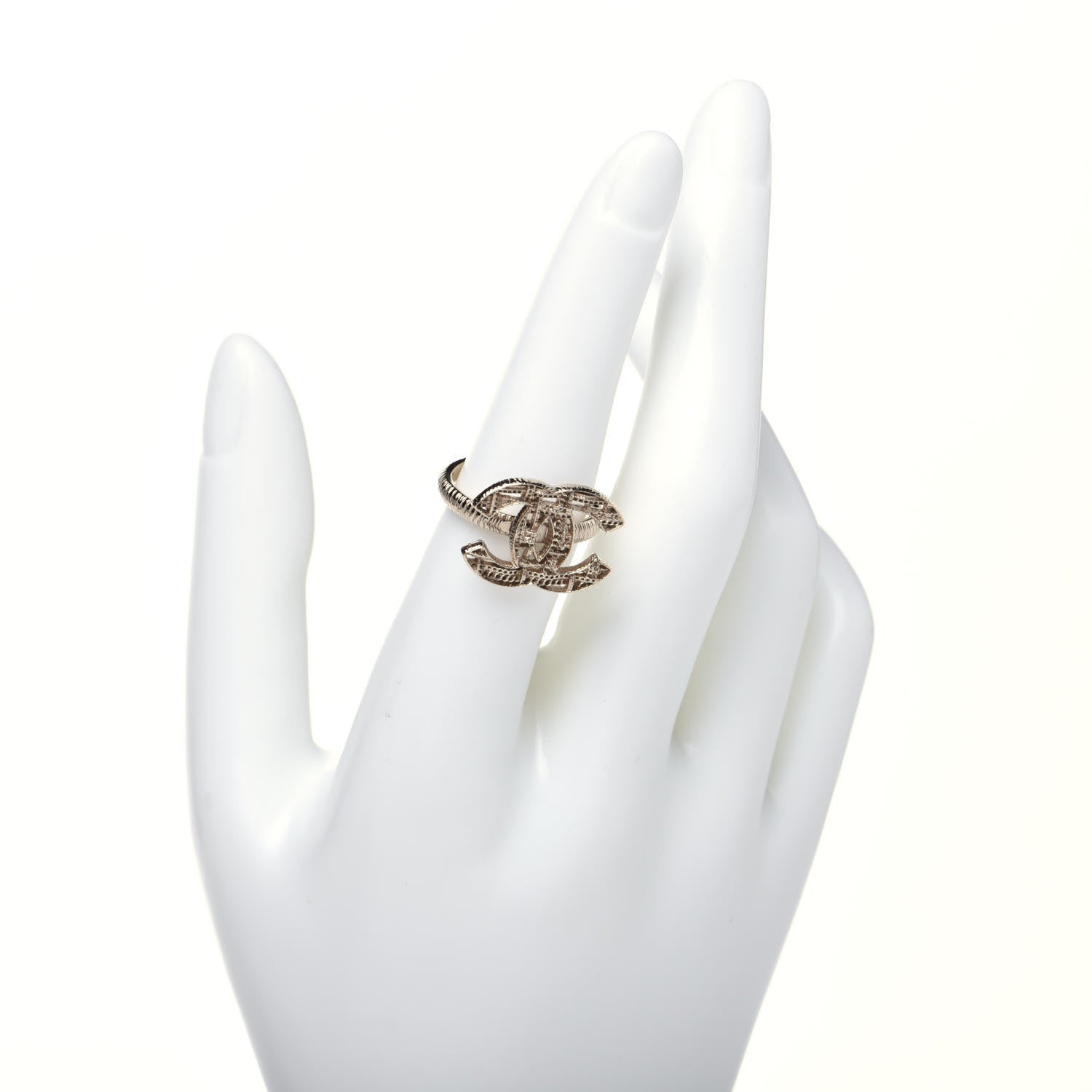 Chanel CC Logo Ring 6.75 Gold 2 of 5