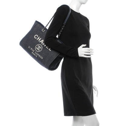 Chanel Canvas Small Deauville Tote Dark Blue 2 of 11