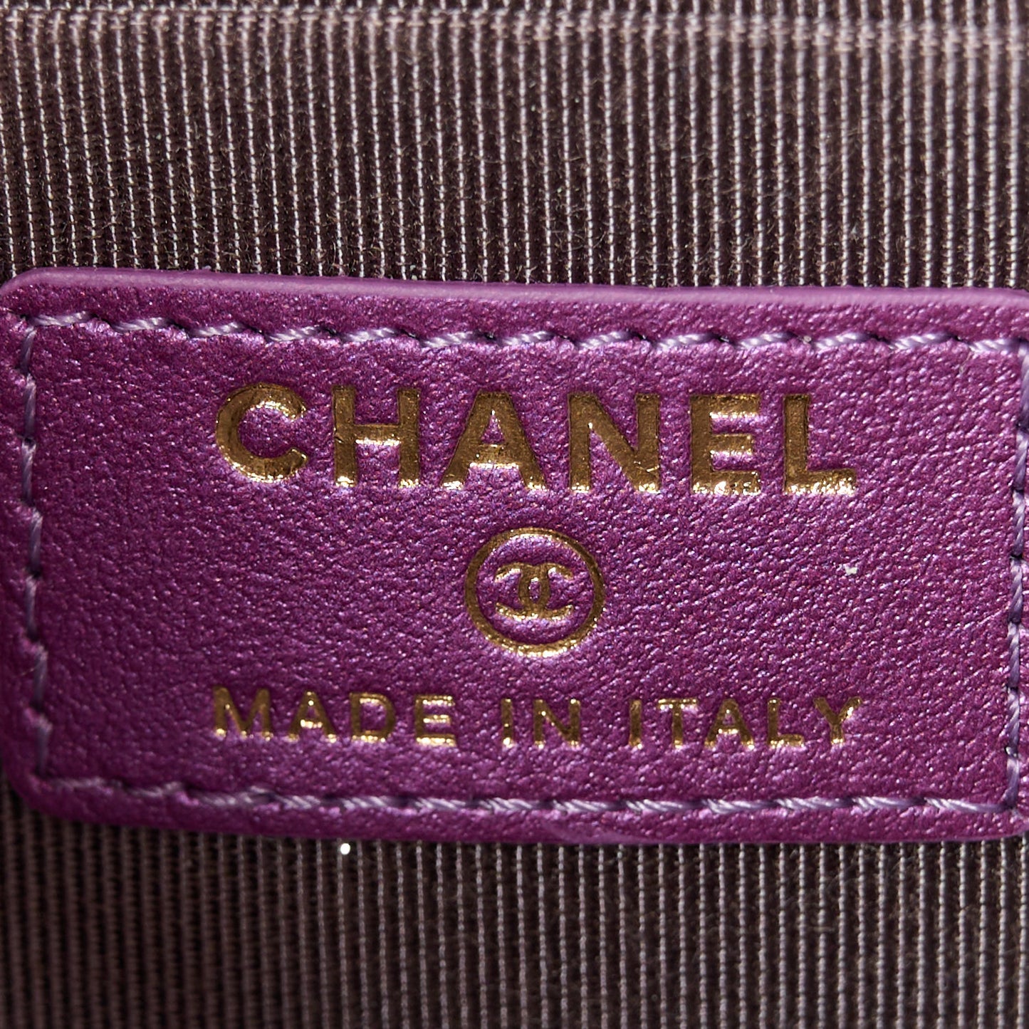 Iridescent Lambskin Quilted Mini Wallet On Chain WOC Purple