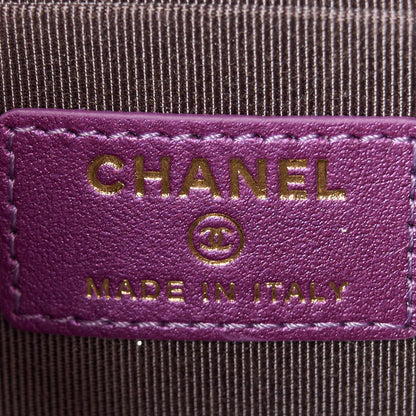 Chanel Iridescent Lambskin Quilted Mini Wallet On Chain WOC Purple 5 of 10