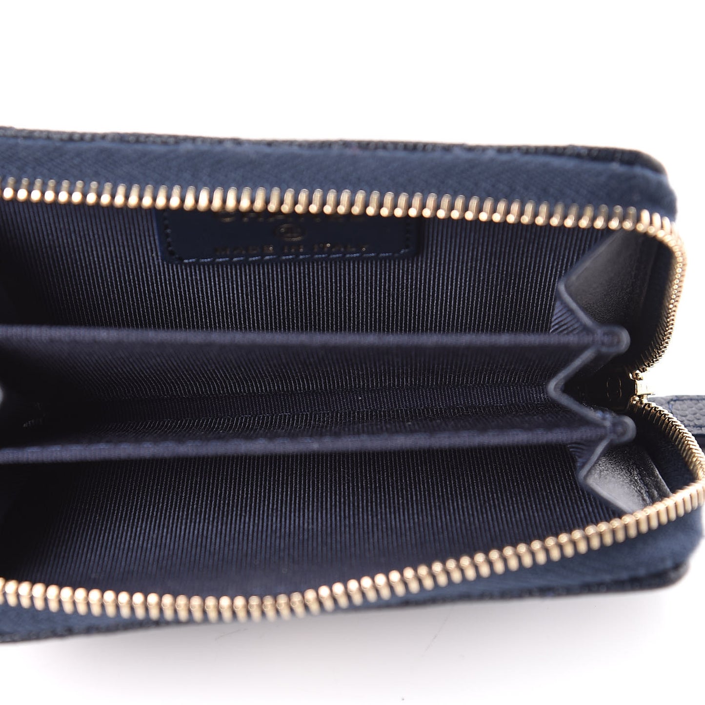 Caviar Quilted Zip Coin Purse Dark Blue