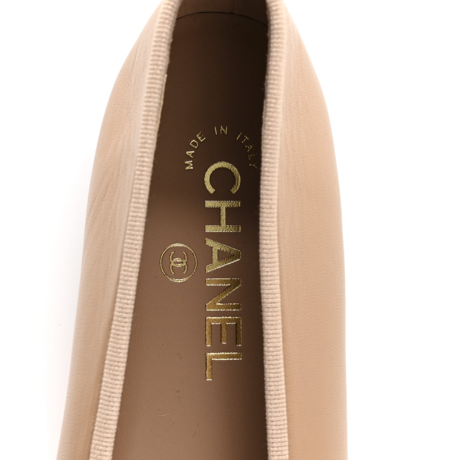 Chanel Lambskin Cap Toe CC Ballerina Flats 39 Beige Black 7 of 10