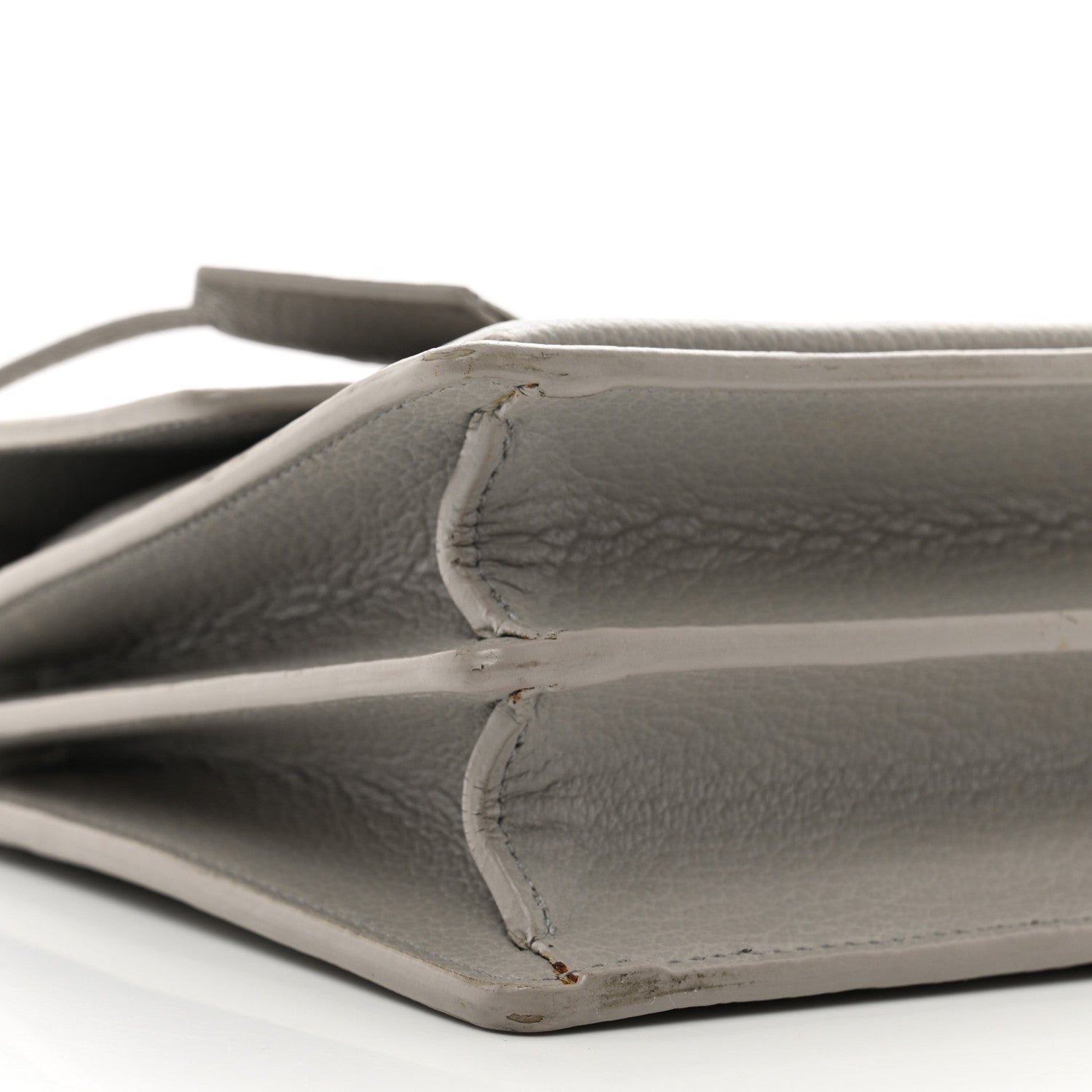 Saint Laurent Grained Calfskin Medium Monogram Sunset Satchel Light Grey 10 of 15