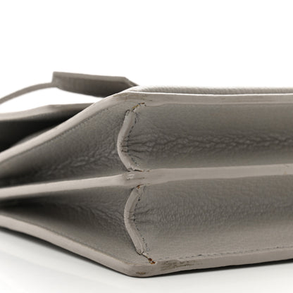 Saint Laurent Grained Calfskin Medium Monogram Sunset Satchel Light Grey 10 of 15