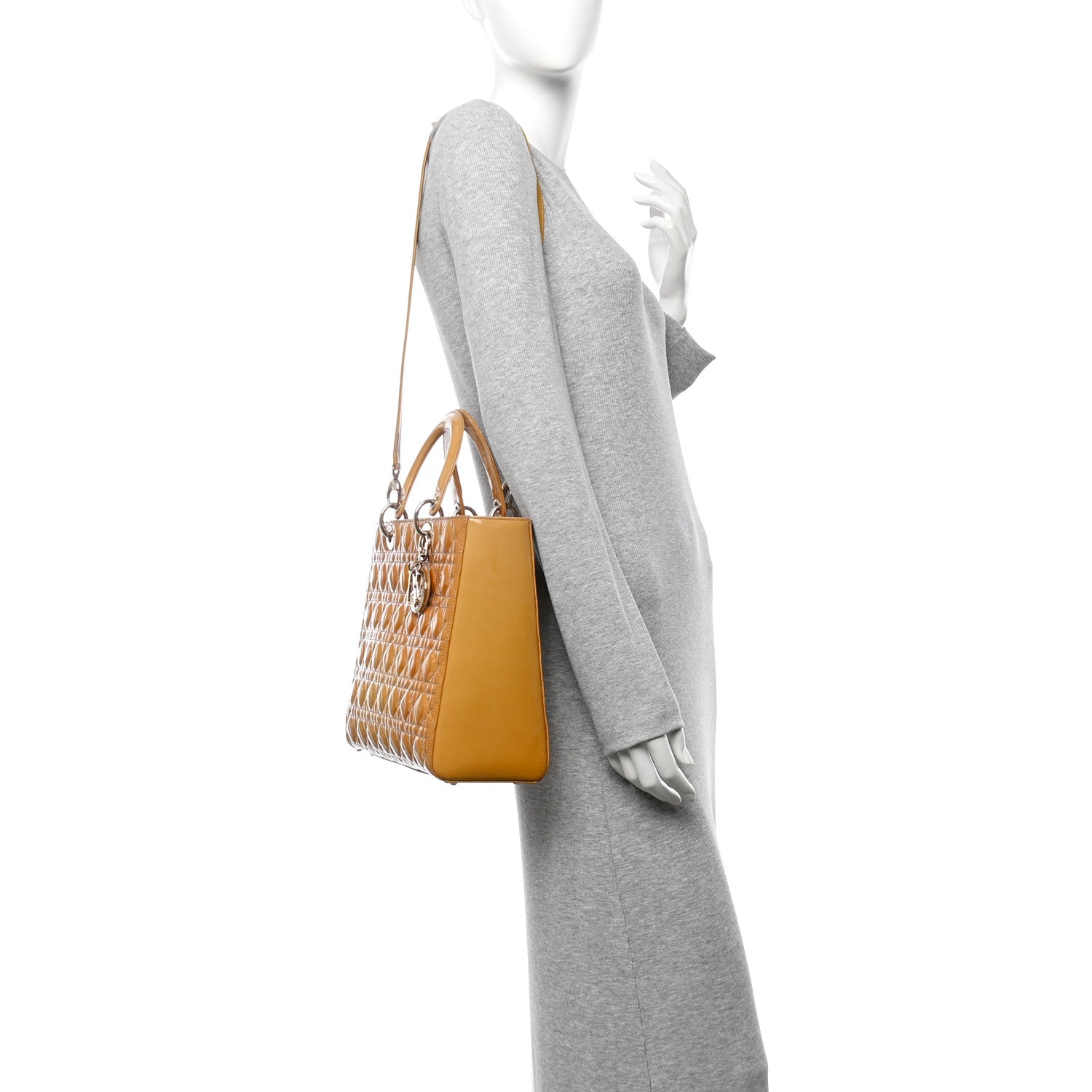 Christian Dior Patent Cannage Large Lady Dior Yellow 2 of 15