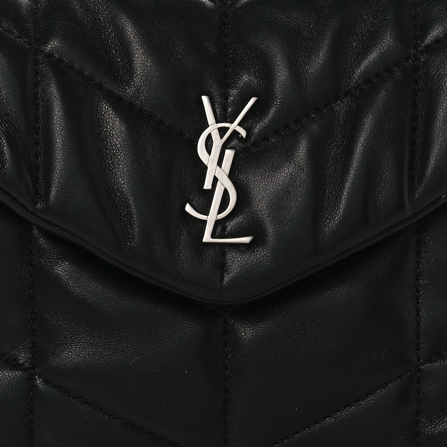 Saint Laurent Lambskin Monogram Loulou Puffer Pouch Clutch Black 7 of 11