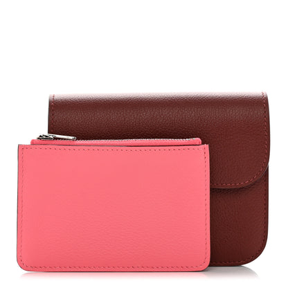 Hermes Evercolor Bi-Color Constance Slim Wallet Rouge H Rose Azalee 2 of 11