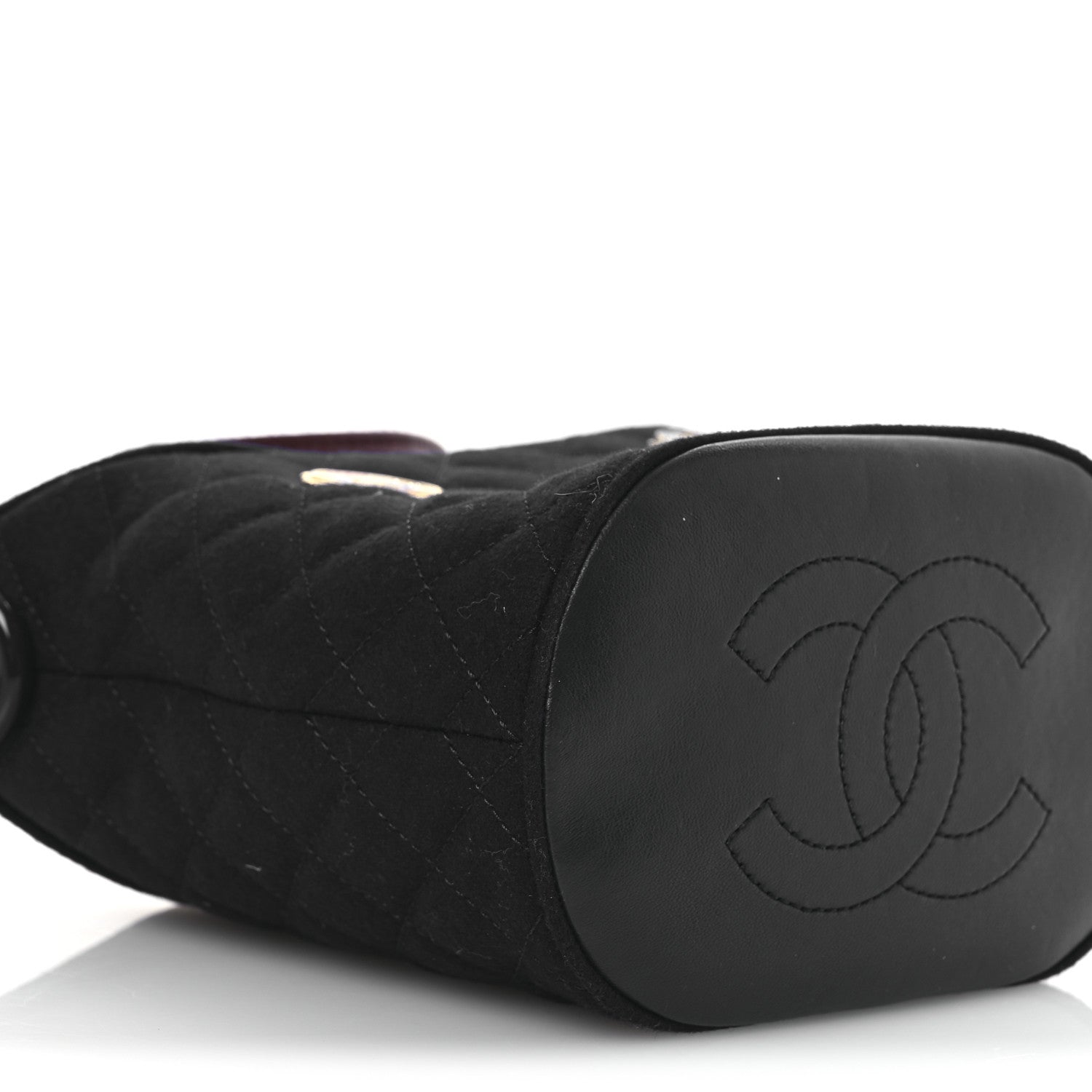 Chanel Wool Lambskin Quilted Paris Hamburg Charms Bucket Bag Dark Navy 9 of 10