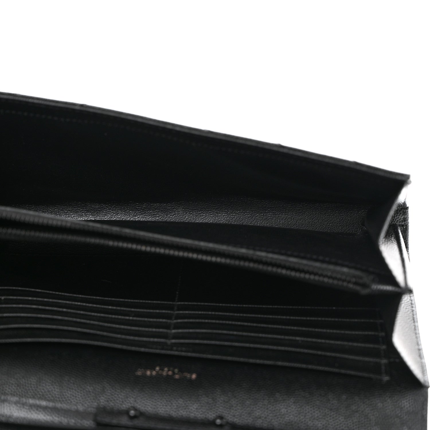 Saint Laurent Grain De Poudre Matelasse Chevron Monogram Monochrome Chain Wallet Black 5 of 10