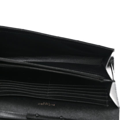Saint Laurent Grain De Poudre Matelasse Chevron Monogram Monochrome Chain Wallet Black 5 of 10