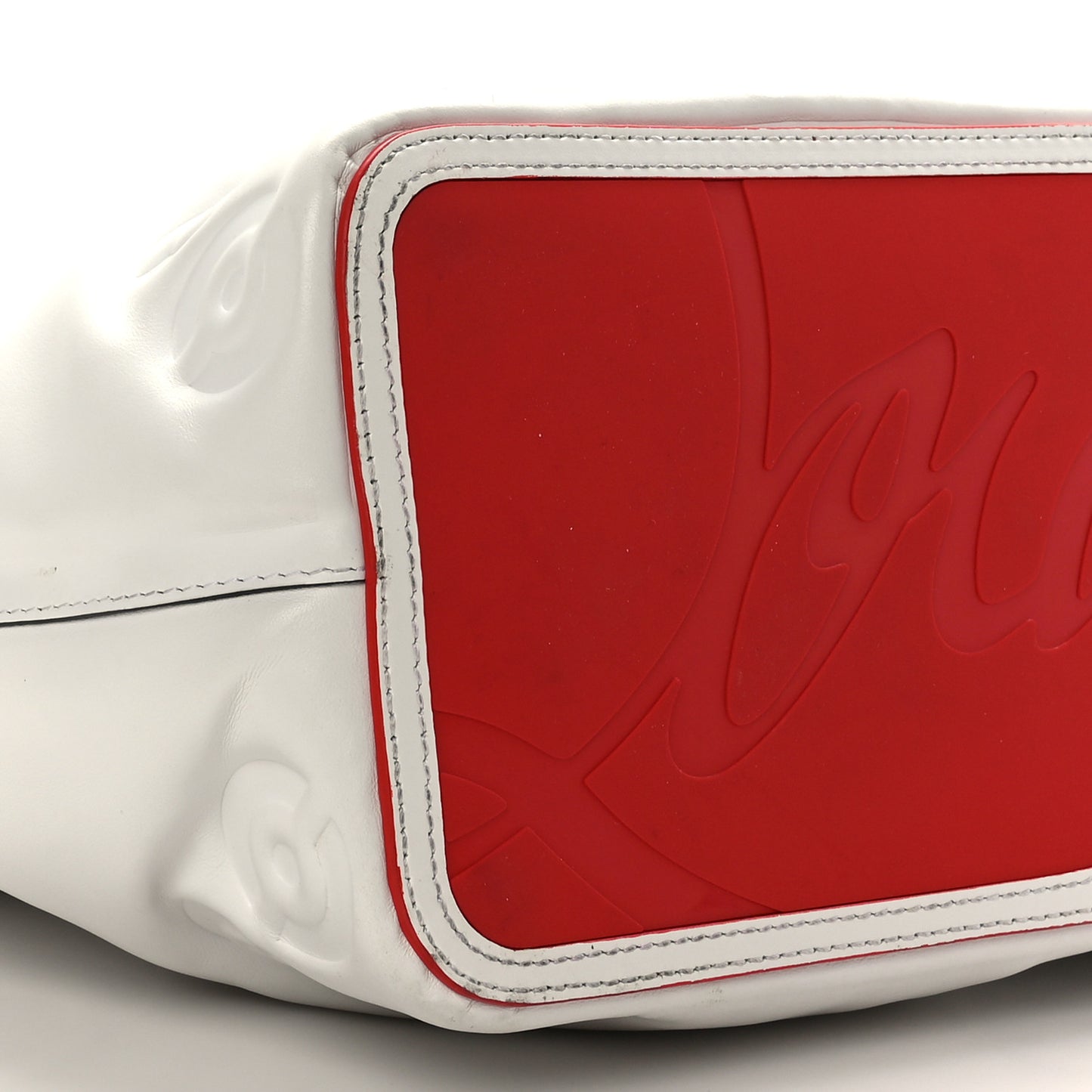 Calfskin Padded Loubinthesky Embossed East West Cabata Tote White