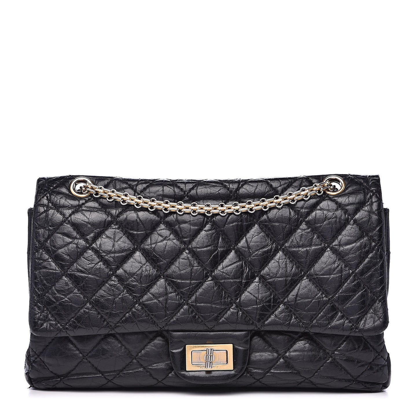 Aged Calfskin Quilted 2.55 Reissue 227 Flap Black