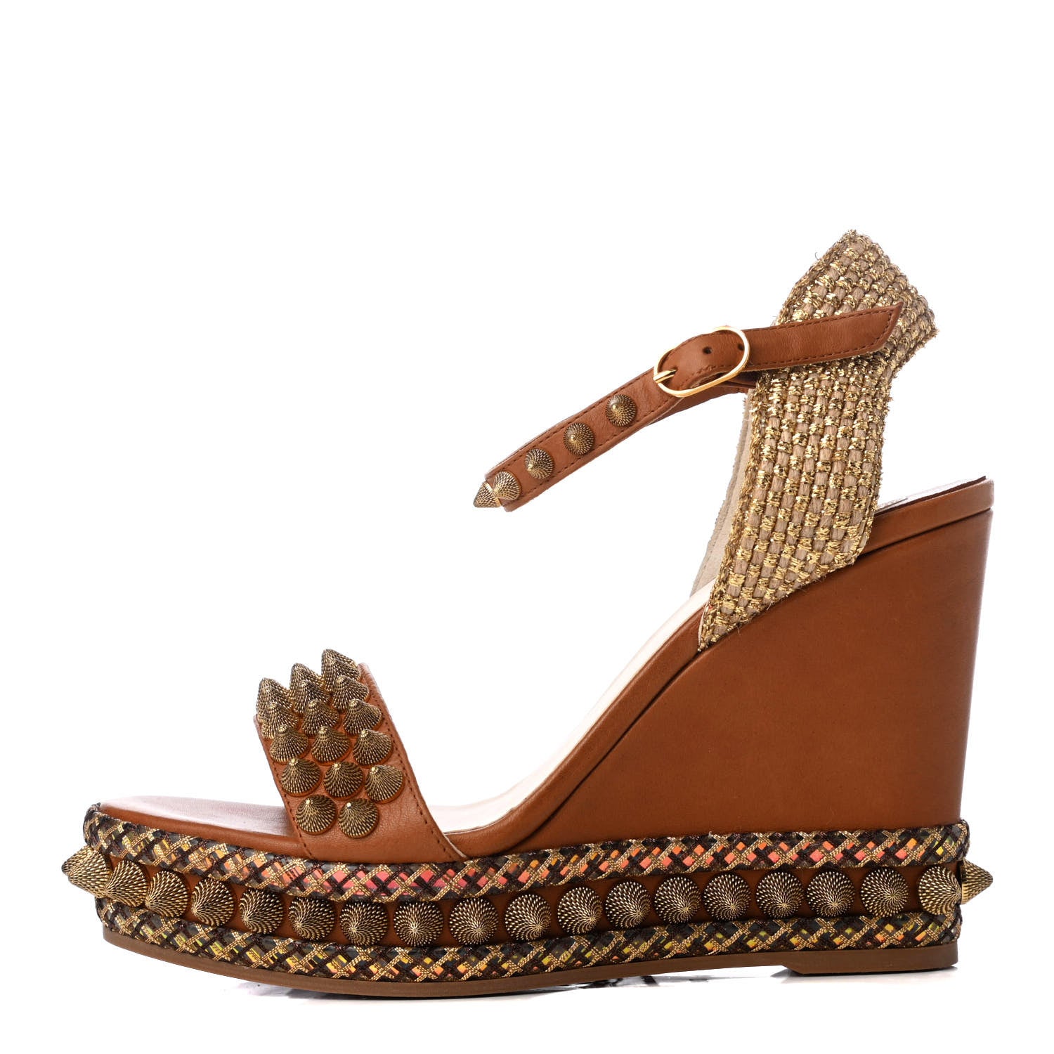 Christian Louboutin Calfskin Cordorella 110 Wedge Sandals 36 Version Cuoio 1 of 8