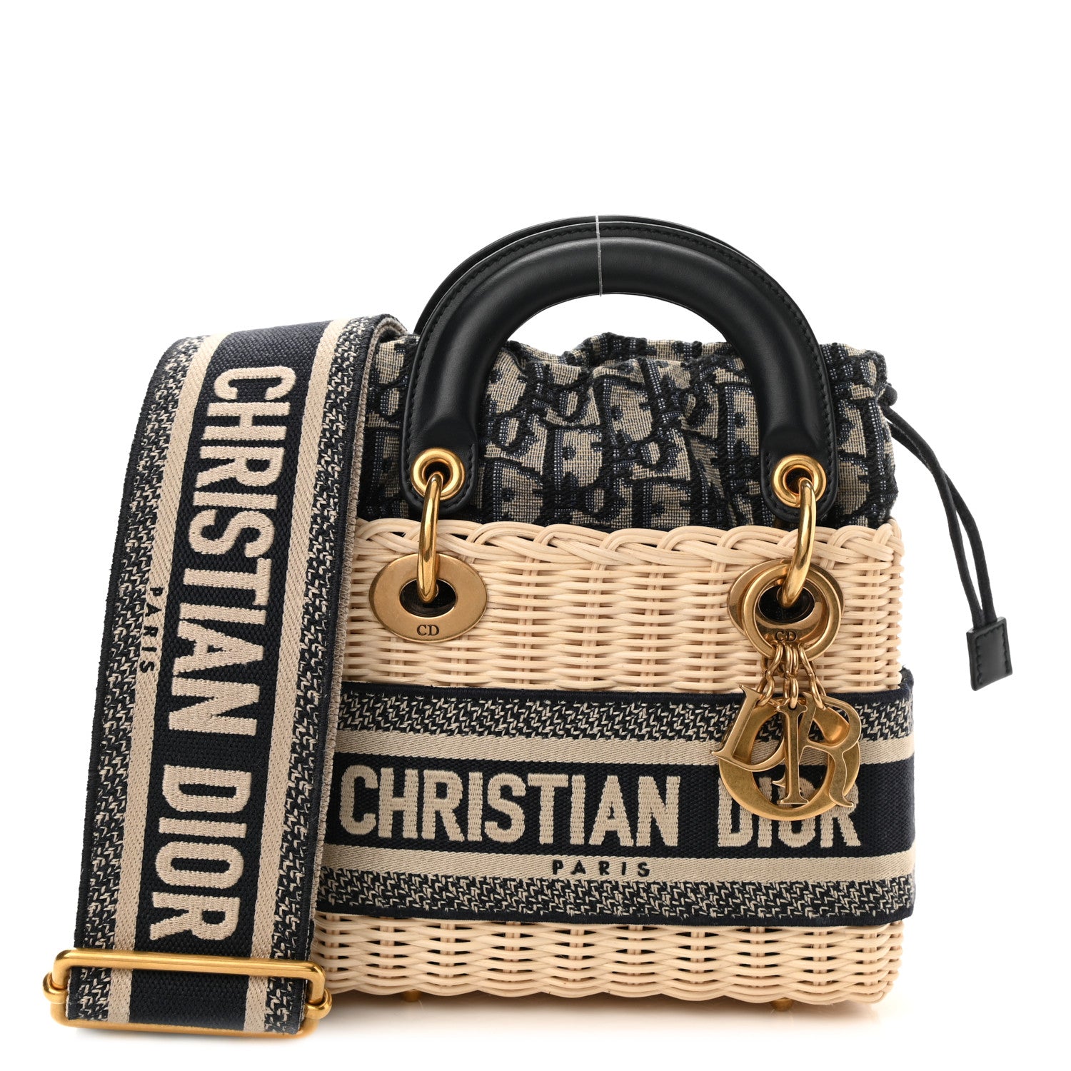 Christian Dior Wicker Oblique Mini Lady Dior Bag Blue 1 of 7