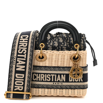 Christian Dior Wicker Oblique Mini Lady Dior Bag Blue 1 of 7