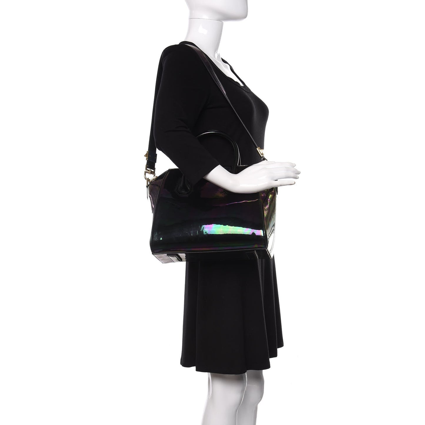 Calfskin Oil Slick Small Antigona Black
