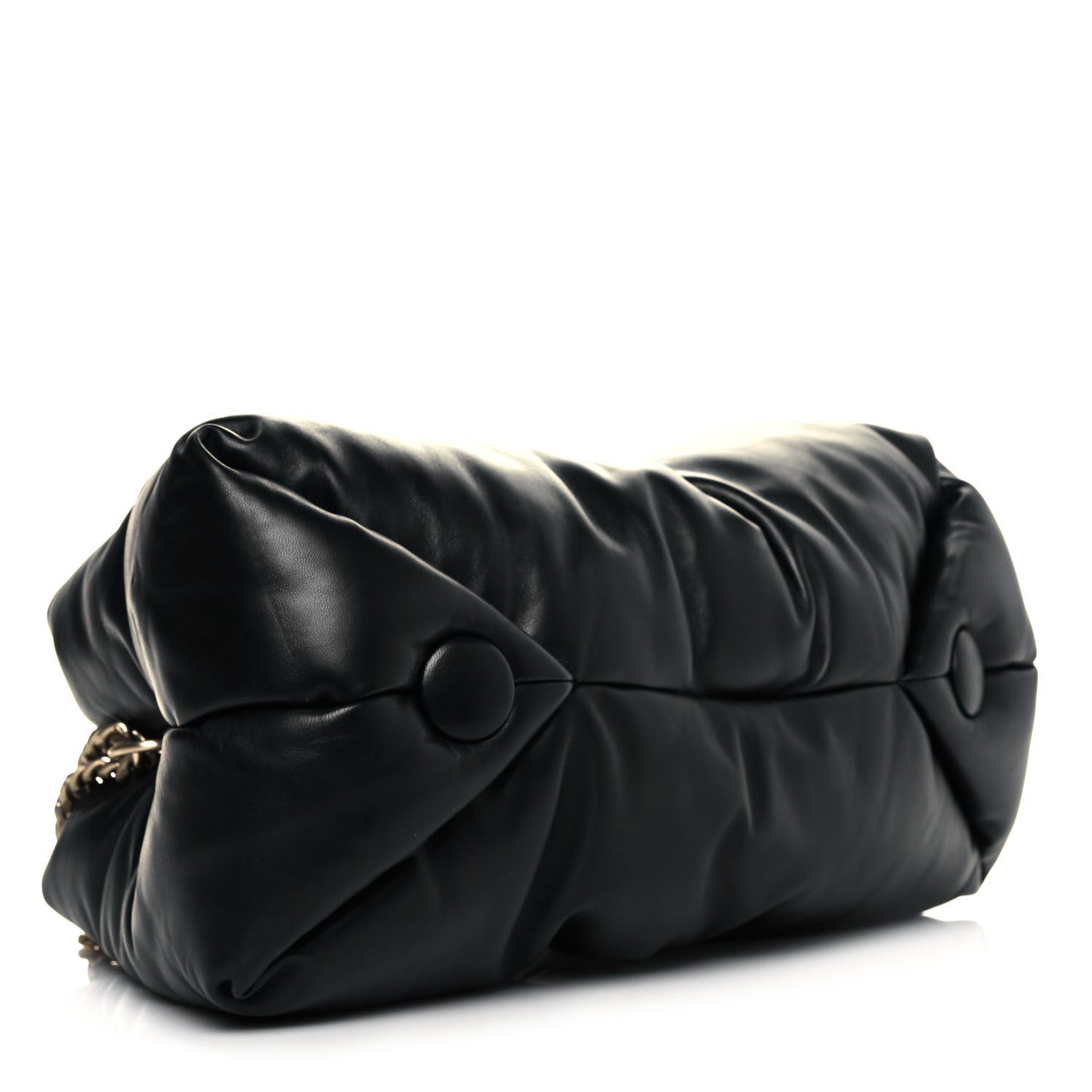 Lambskin Puffy Tobo Chain Shoulder Bag Black
