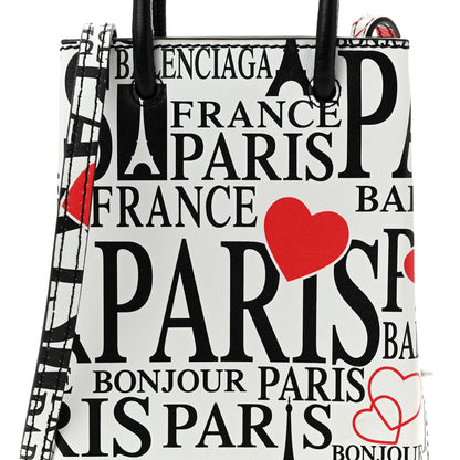 Balenciaga Calfskin Bonjour Paris Print Shopping Phone Holder Bag Paris Bonjour 6 of 8